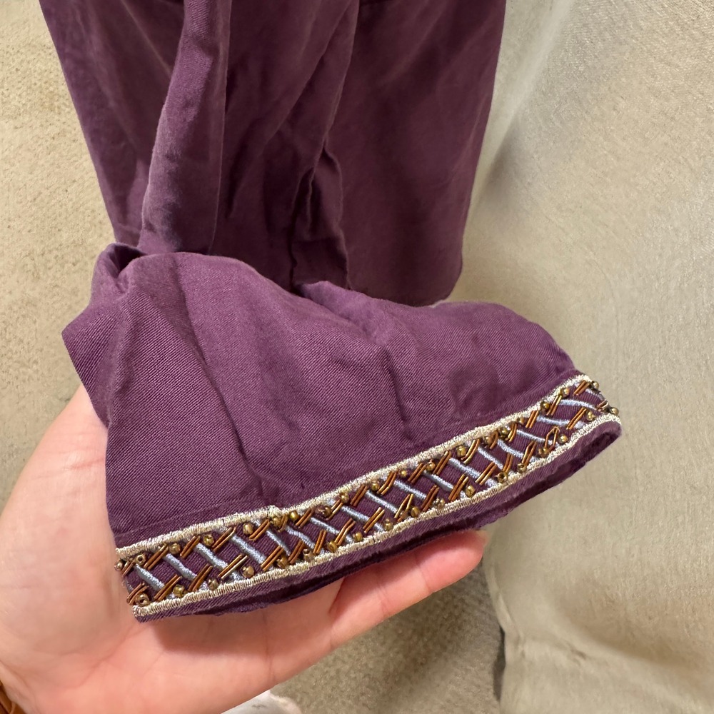 Bohemian Embroidered‎ Tunic Top with Beaded Neckline – Purple – Women's Medium - Picture 3 of 9